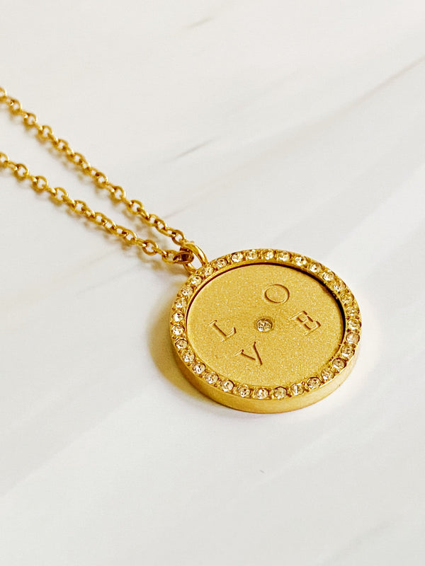 Loveholic Round Pendant Necklace